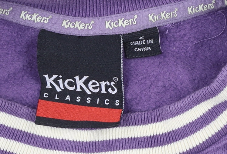 Kickers Mens Purple Sweatshirt L Regular Fit Crew Neck Logo Vintage