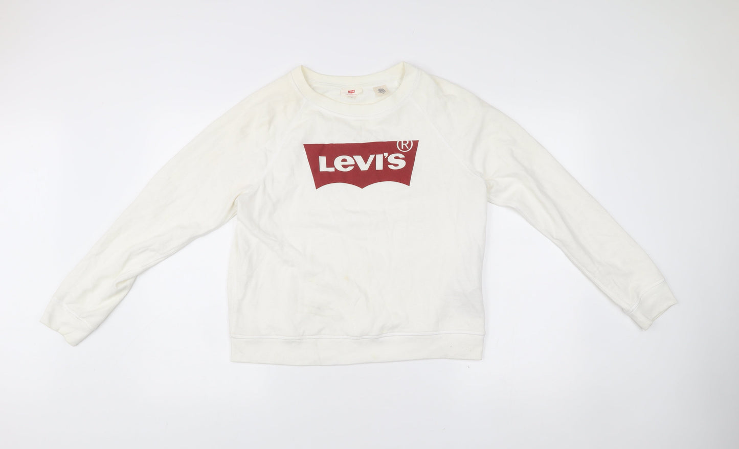 Levi's Womens White Logo Sweatshirt L Cotton Blend Pullover