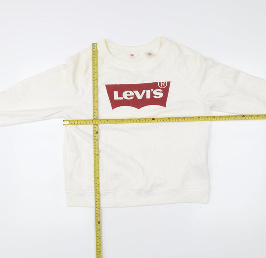 Levi's Womens White Logo Sweatshirt L Cotton Blend Pullover
