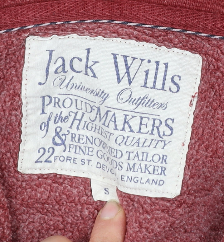 Jack Wills Men’s Red Full Zip Hoodie Size S Cotton Blend