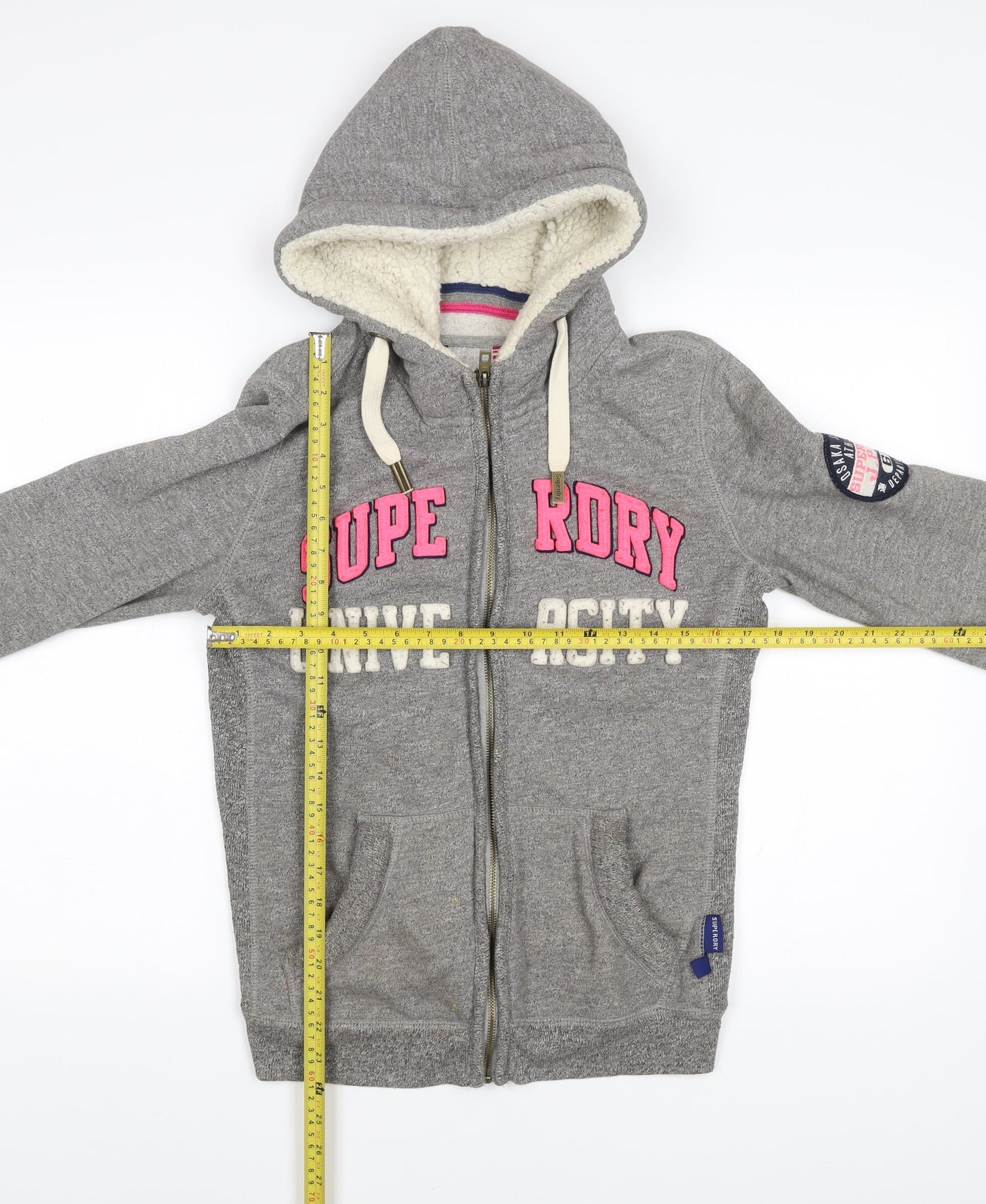 Superdry Women’s Grey Full Zip Hoodie M University Logo Winter