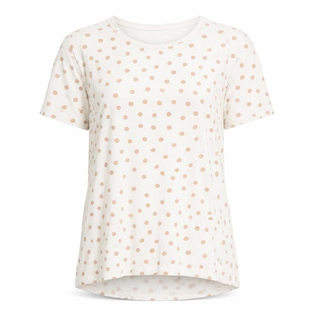 Zara Women White Polka Dot T-Shirt Size S Cotton Casual