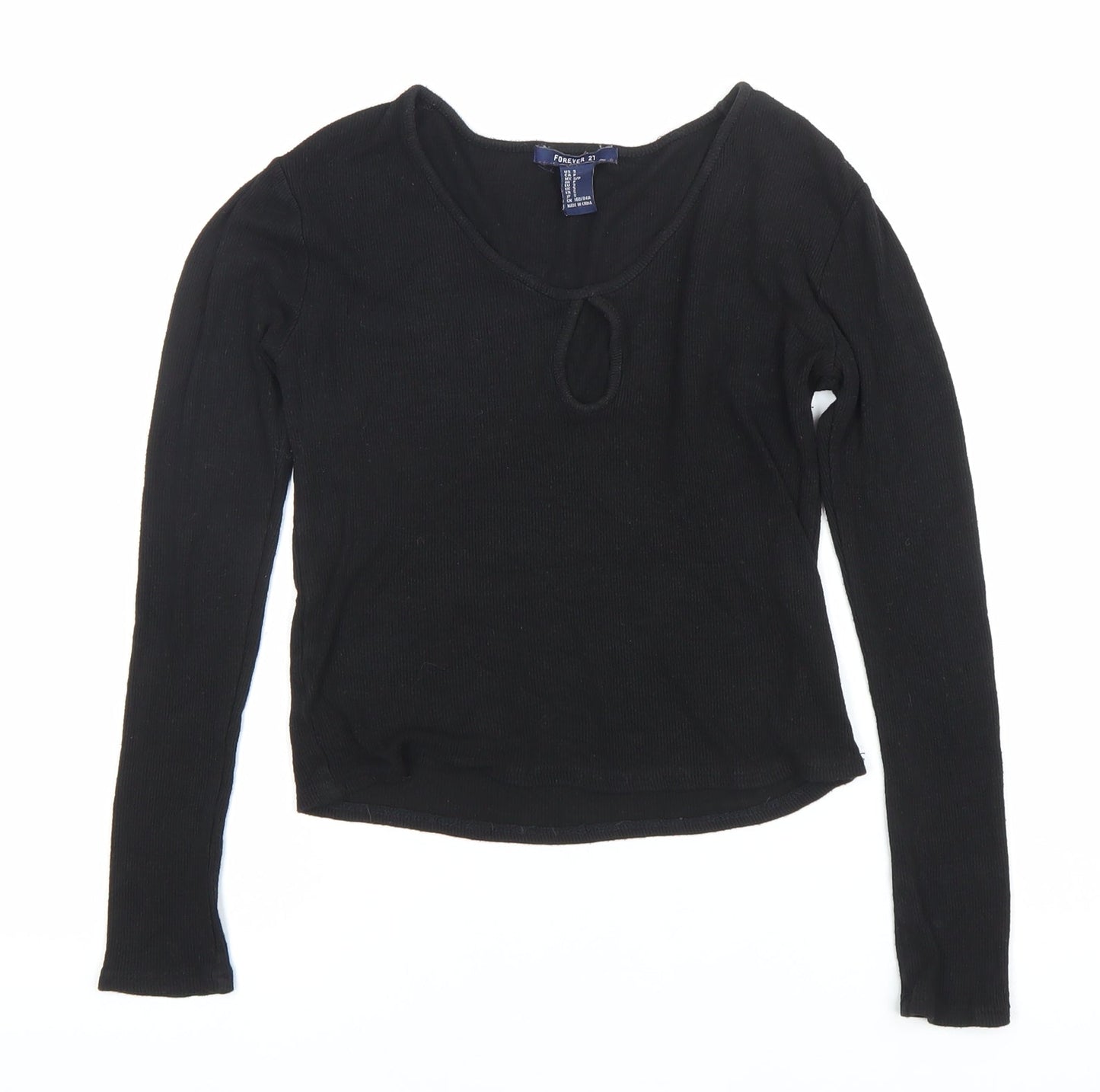 Forever 21 Women’s Black Slim Fit Long Sleeve Scoop Neck Top S