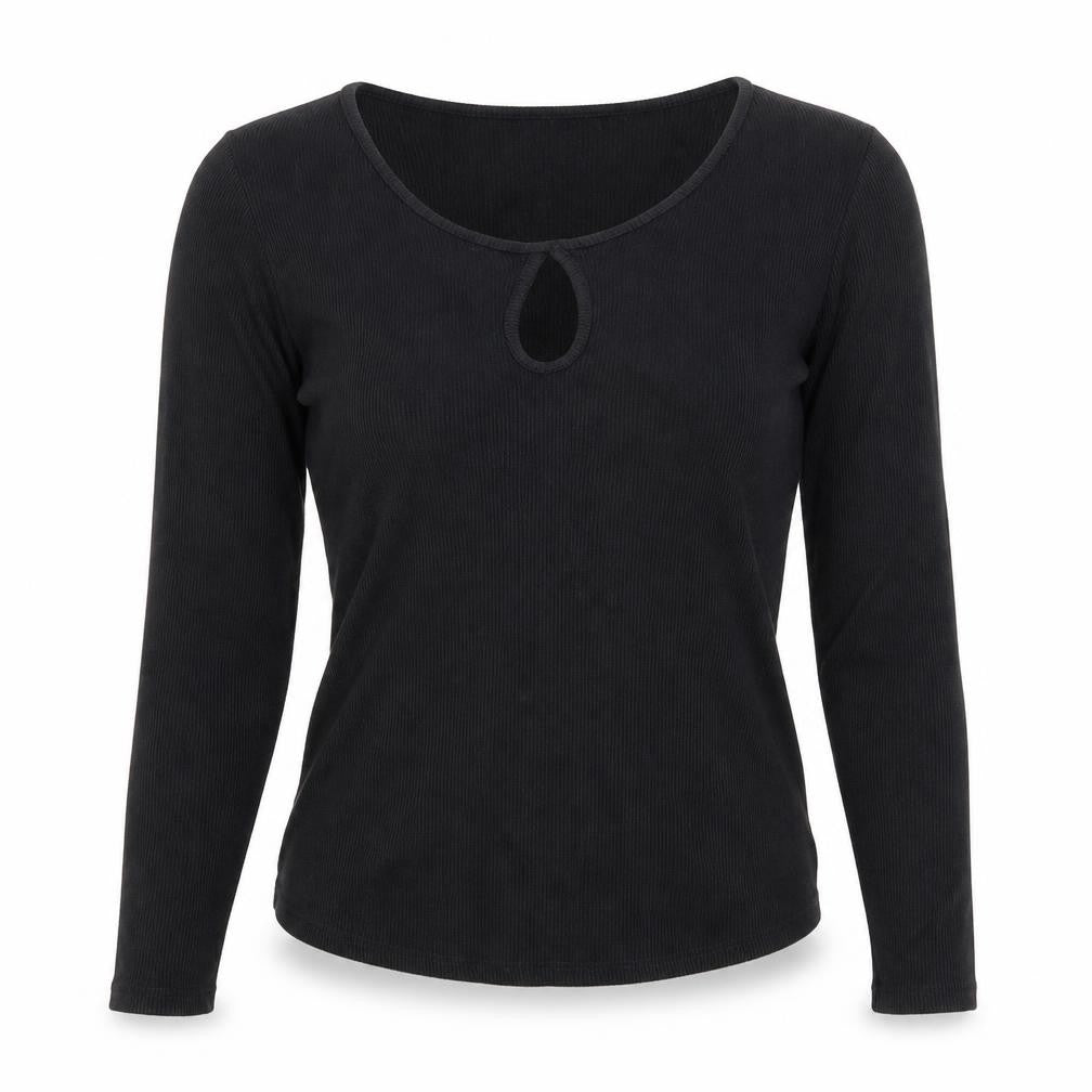 Forever 21 Women’s Black Slim Fit Long Sleeve Scoop Neck Top S