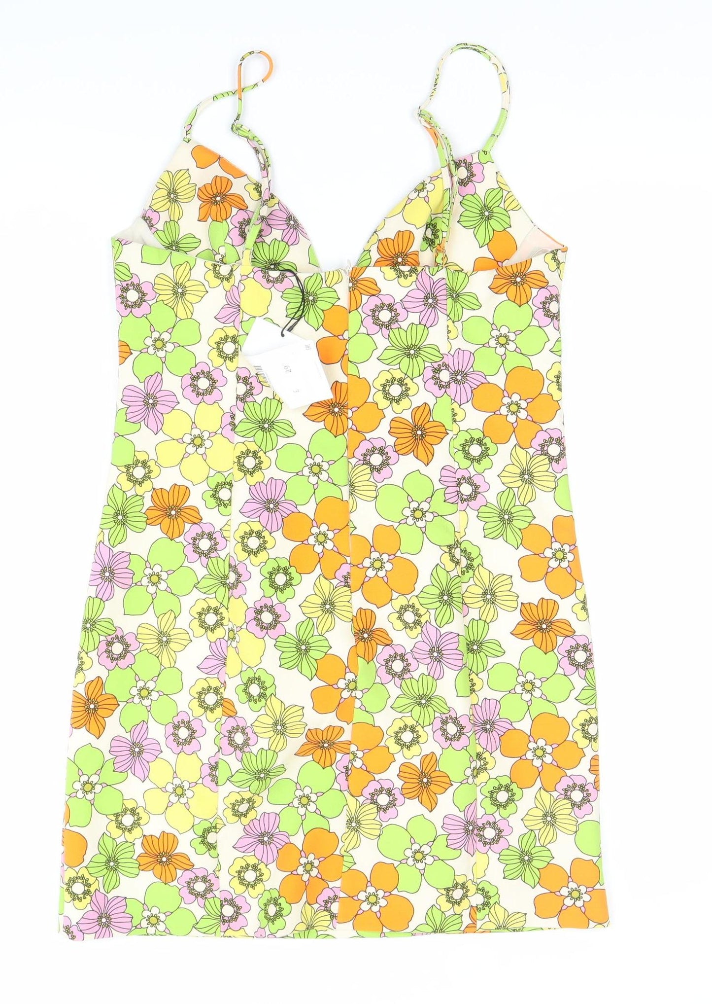 Zara Women’s Multicoloured Floral Bodycon Dress Size 12 V-Neck