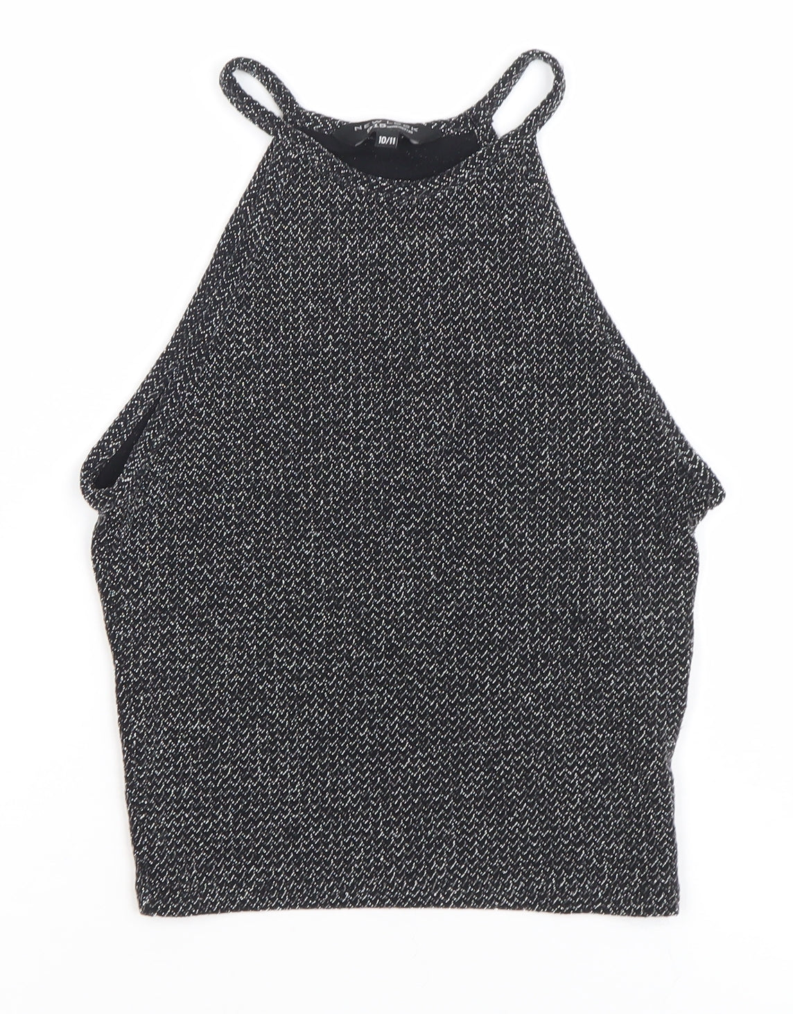 New Look Teens Black Glitter Halter Camisole Tank Top Size 10