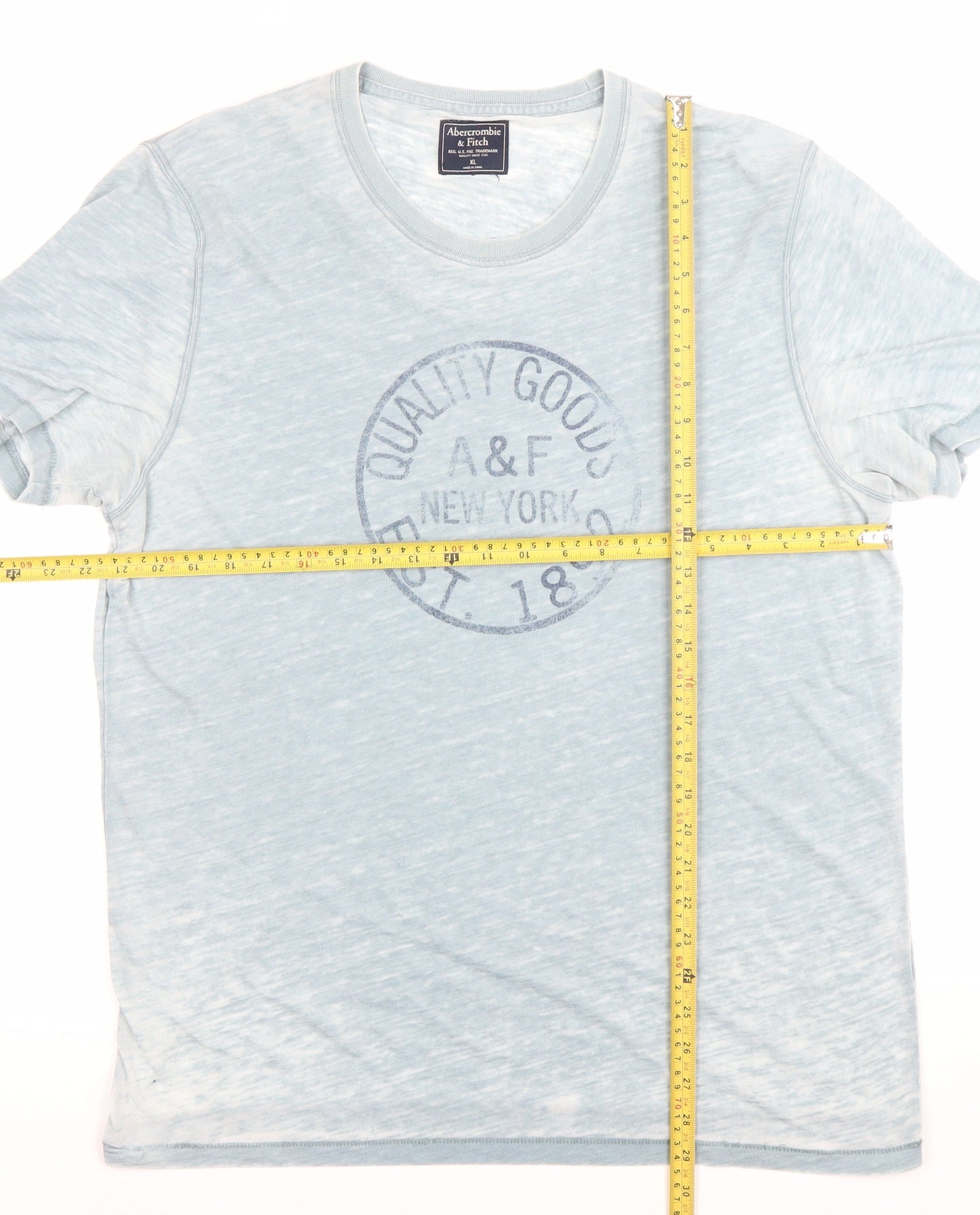 Abercrombie & Fitch Men’s Blue XL Logo Graphic Crew Neck T-Shirt
