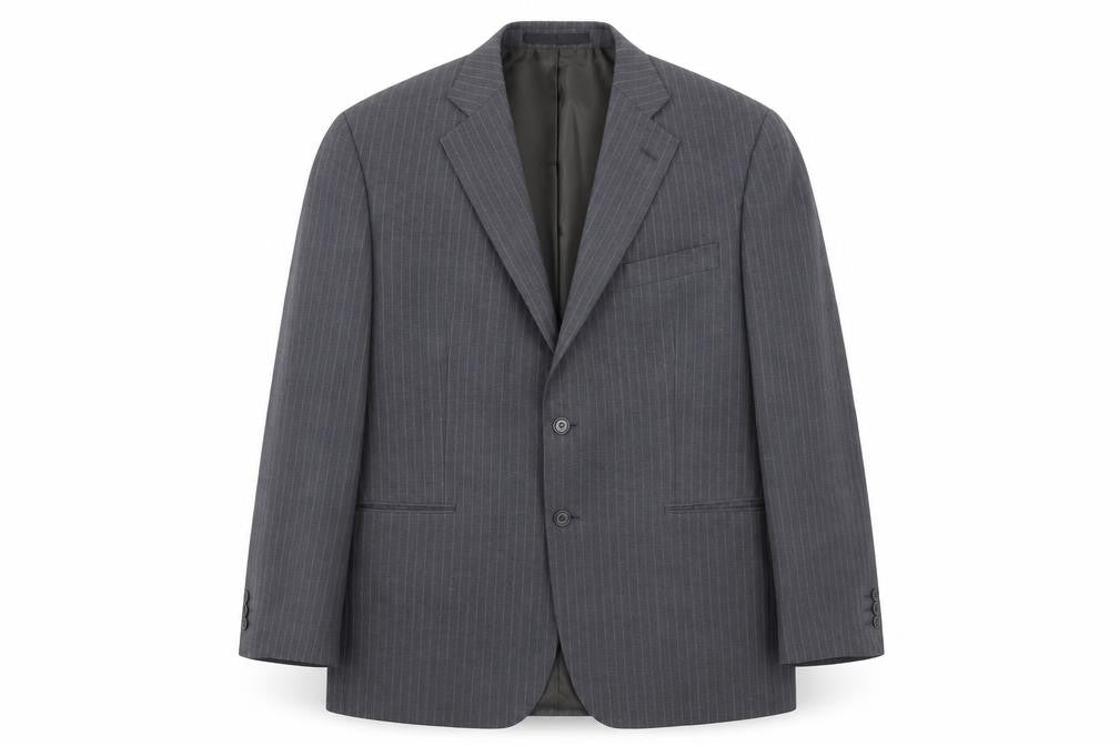 Marks and Spencer Men Grey Pinstripe 42 Chest Notch Lapel Blazer
