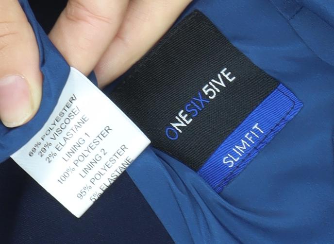 ONESIX5IVE Men's Blue Slim Fit Double-Breasted Waistcoat 36L