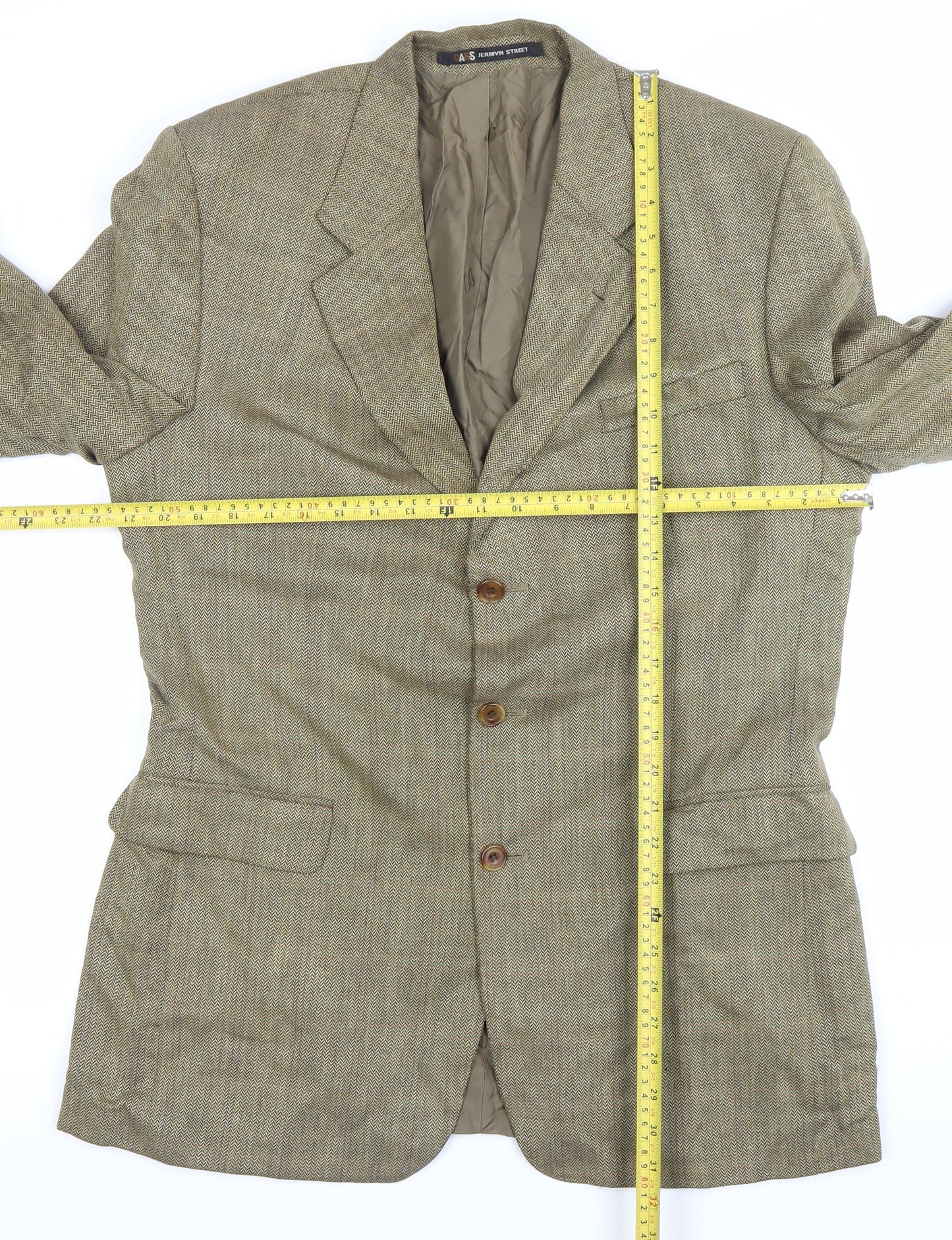 DAKS Men’s Brown Wool Tweed Blazer Jacket Size 40 Classic Fit