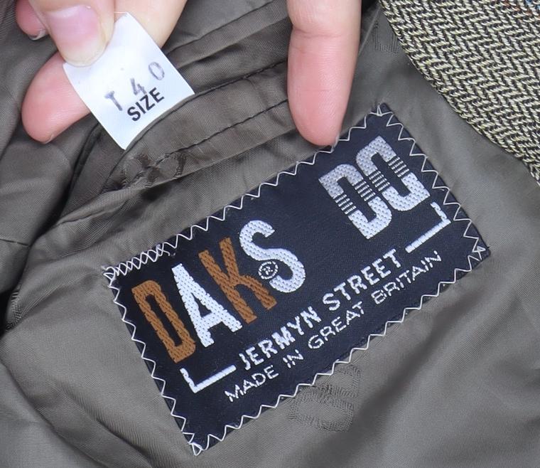 DAKS Men’s Brown Wool Tweed Blazer Jacket Size 40 Classic Fit