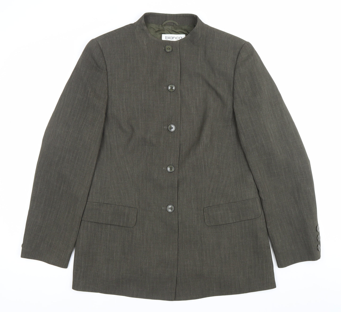 Bianca Womens Green Size 12 Polyester Single Breasted Suit Jacket