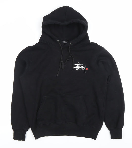 Stussy Men’s Black Pullover Hoodie M Logo Streetwear Fleece