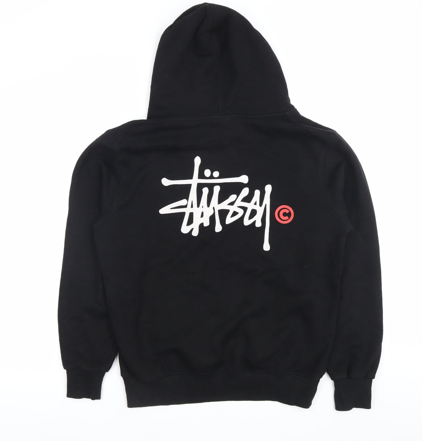 Stussy Men’s Black Pullover Hoodie M Logo Streetwear Fleece