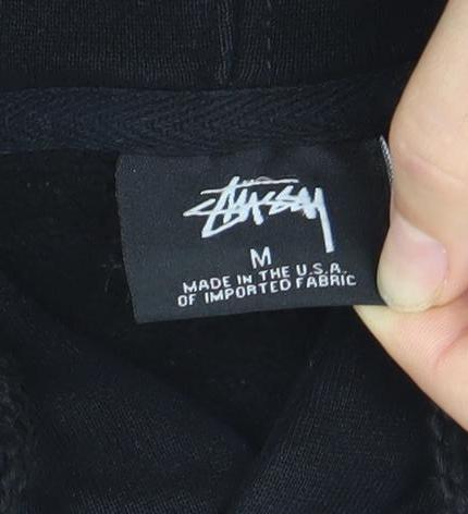 Stussy Men’s Black Pullover Hoodie M Logo Streetwear Fleece