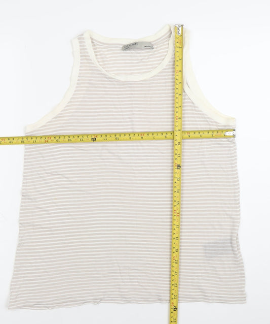 AllSaints Womens Beige Striped Tank Top Size L Cotton Summer Casual
