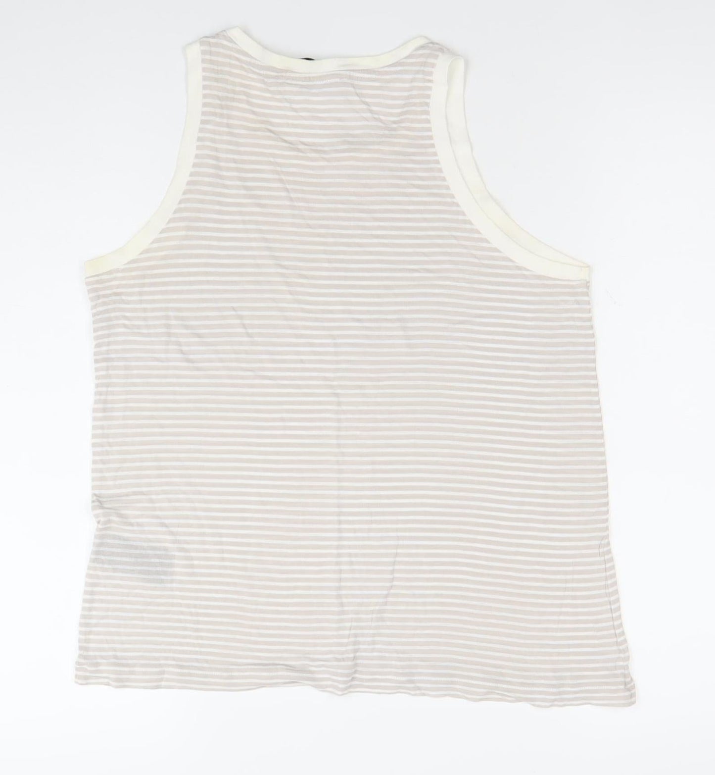 AllSaints Womens Beige Striped Tank Top Size L Cotton Summer Casual