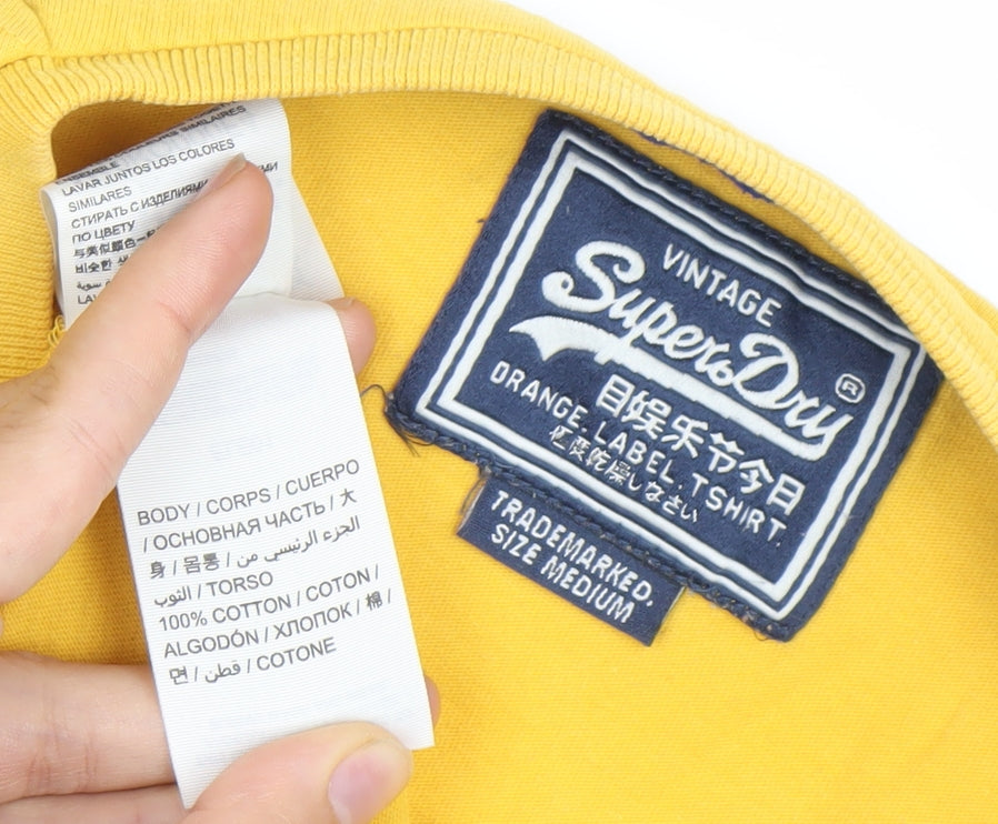 Superdry Men's Yellow Medium Vintage Logo Crew Neck T-Shirt
