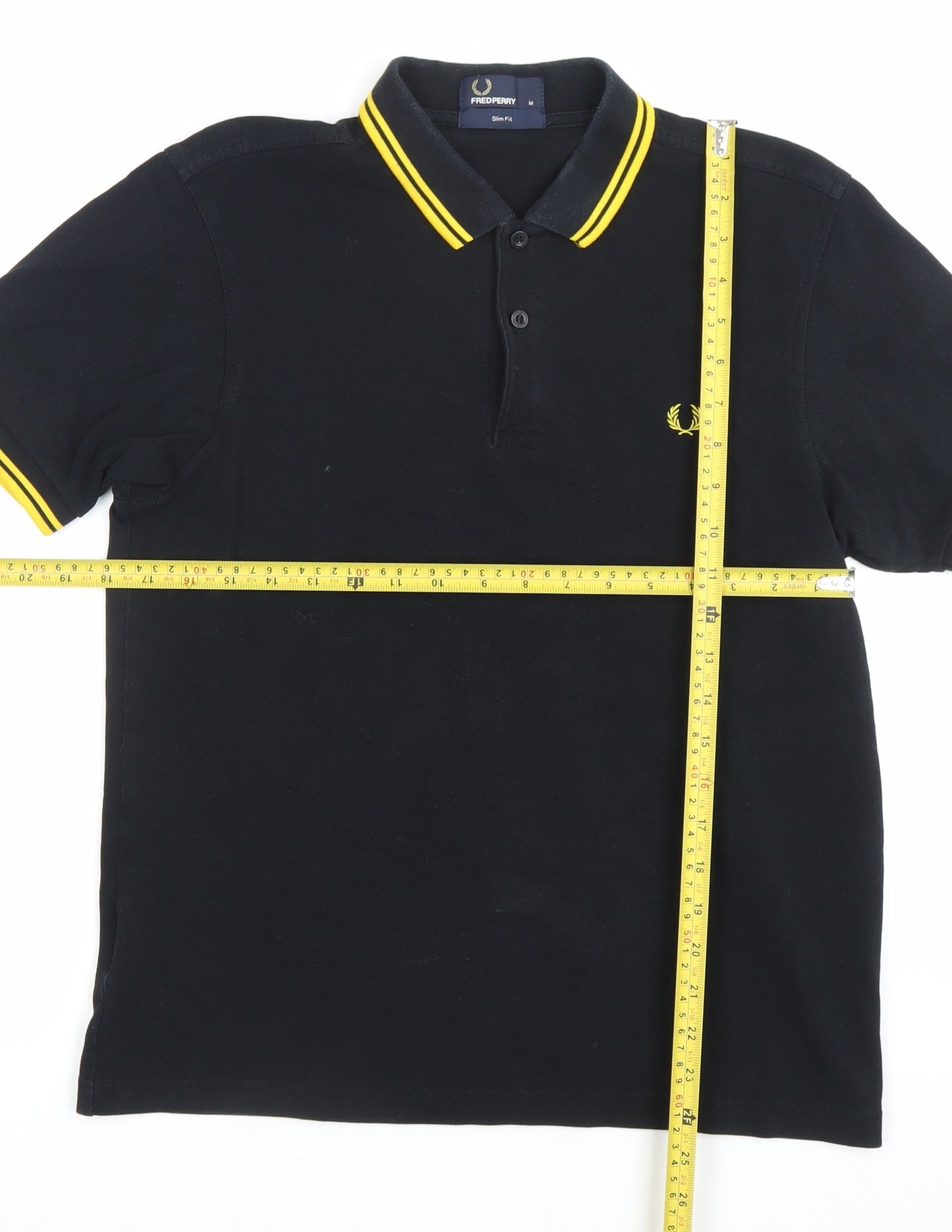 Fred Perry Mens Black Polo Shirt M Slim Fit Cotton Classic