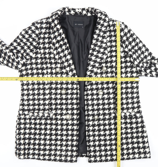 ET VOUS Womens Black White Houndstooth Blazer Size 20