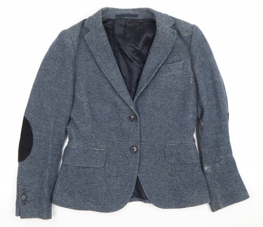 GANT Womens Blue Wool Herringbone Blazer Jacket Size 8
