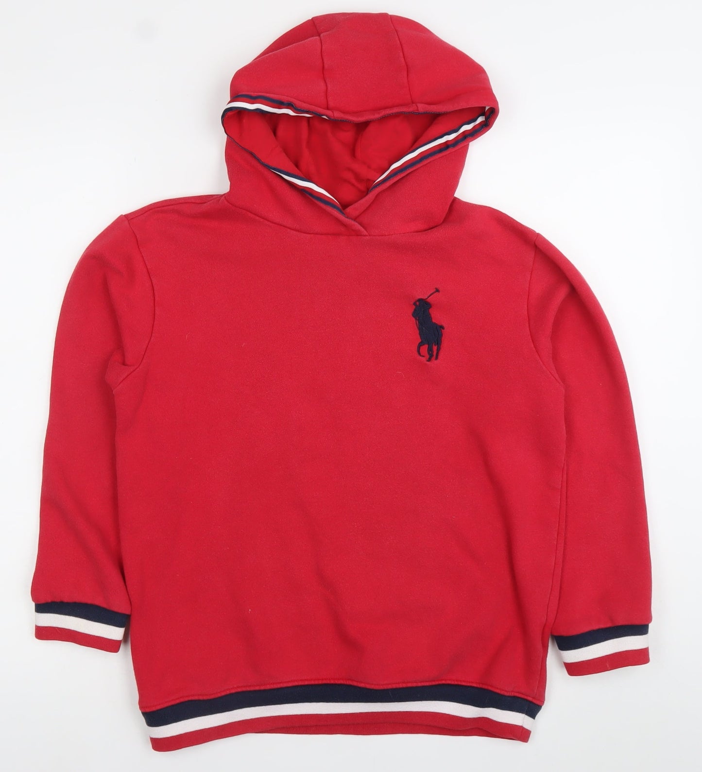 Ralph Lauren Boys Red Pullover Hoodie 16 Years Logo Cotton Blend