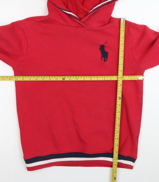 Ralph Lauren Boys Red Pullover Hoodie 16 Years Logo Cotton Blend