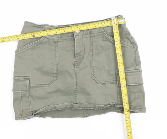 Hollister Womens Green XS Cargo Mini Skirt Low Rise Cotton Blend