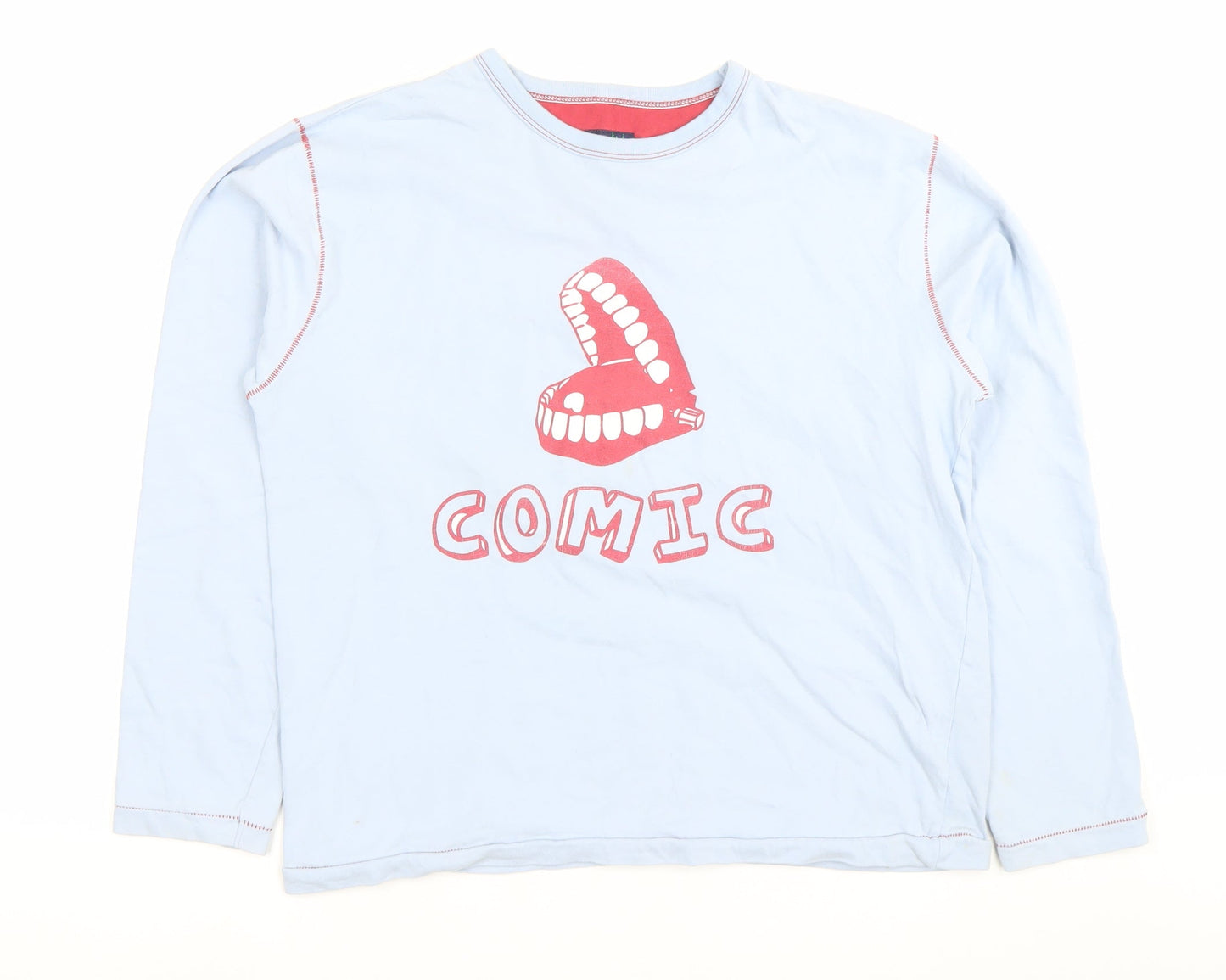 Mini Boden Boys Blue Comic Graphic Long Sleeve T-Shirt 13-14Y Cotton