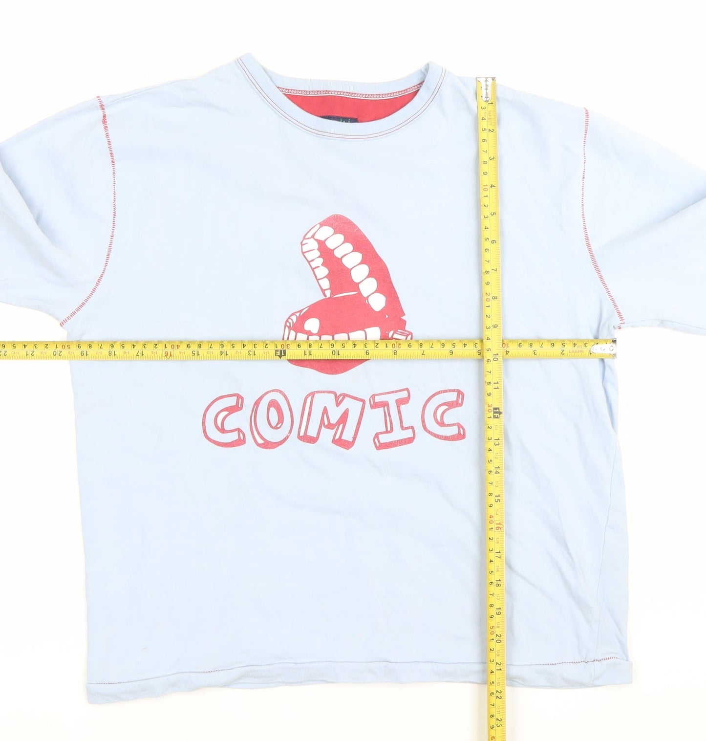 Mini Boden Boys Blue Comic Graphic Long Sleeve T-Shirt 13-14Y Cotton