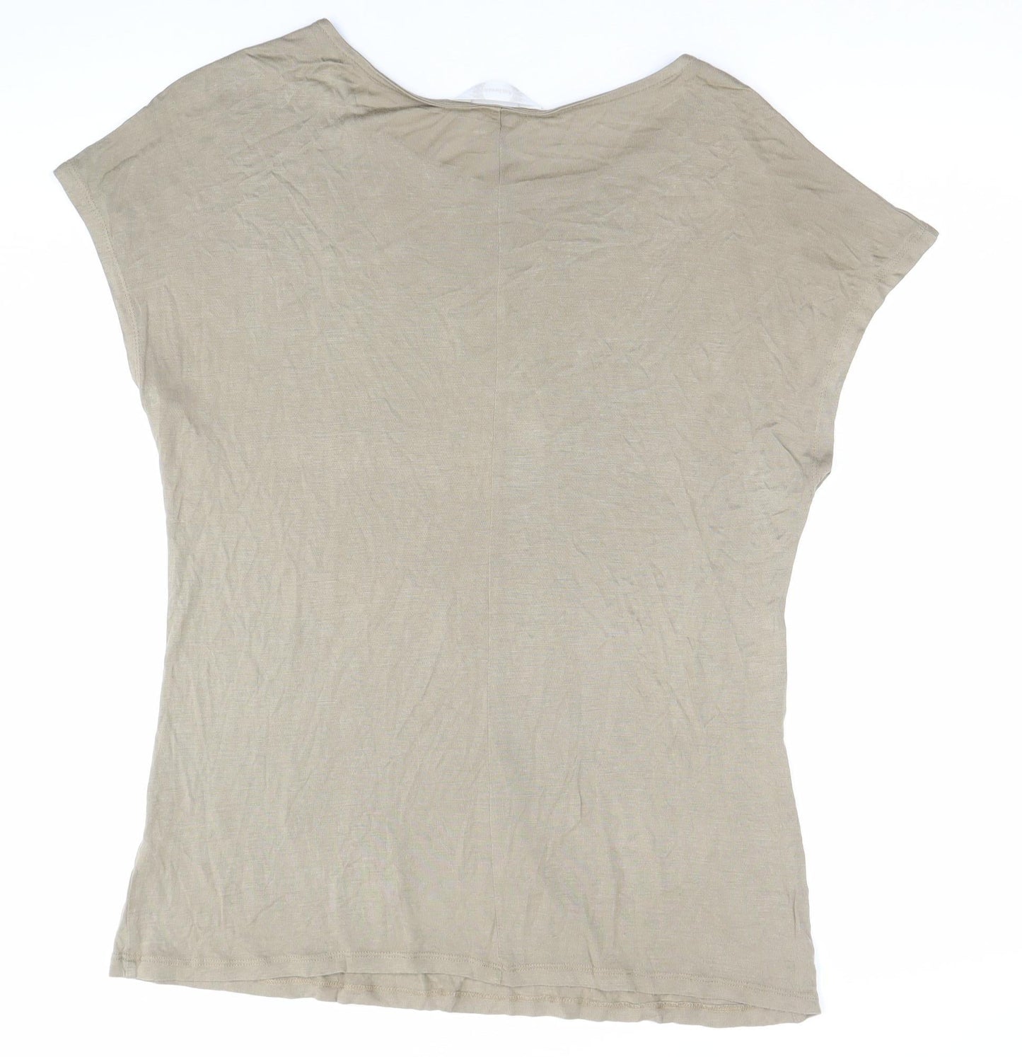 BHS Women’s Beige Studded Short Sleeve Viscose T-Shirt Size 14