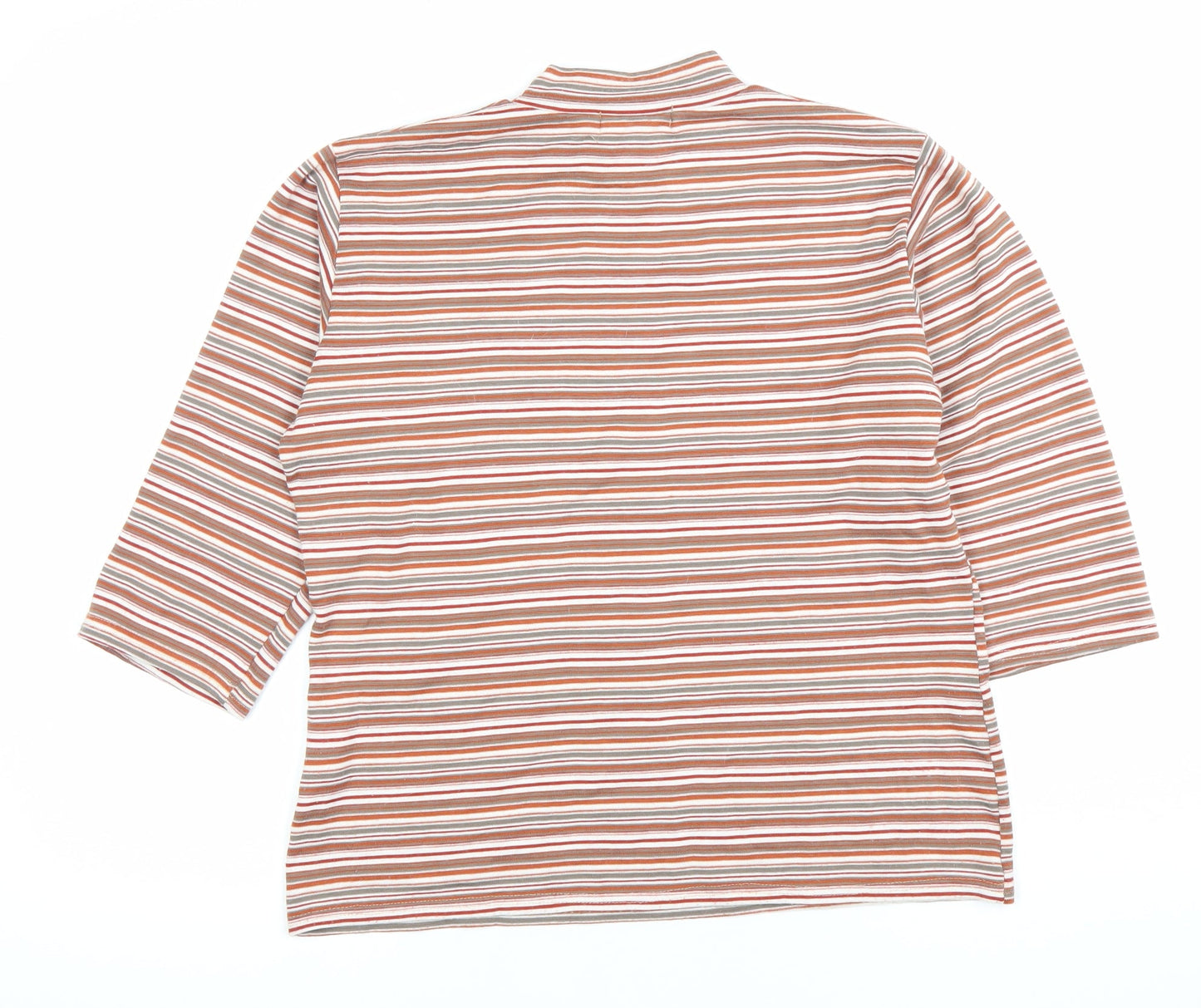 Alexon Womens Multicoloured Striped Mock Neck 3/4 Sleeve Top M