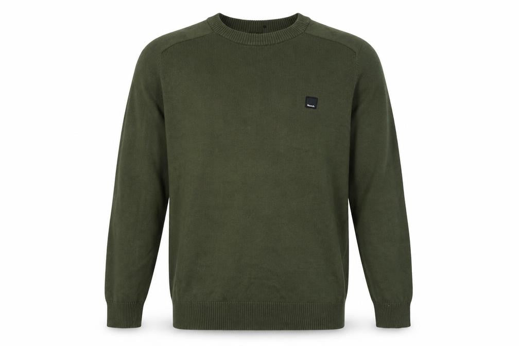 Bench Men’s Green Cotton Pullover Jumper L Crew Neck Casual