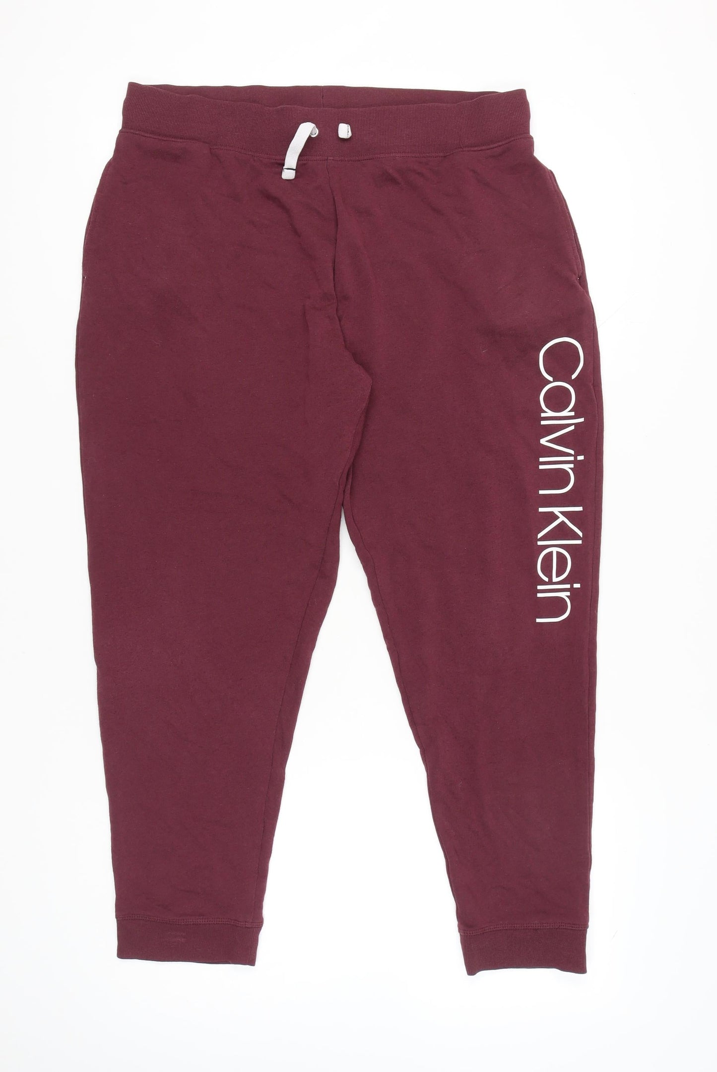 Calvin Klein Womens Red Jogger Trousers XL Cotton Blend