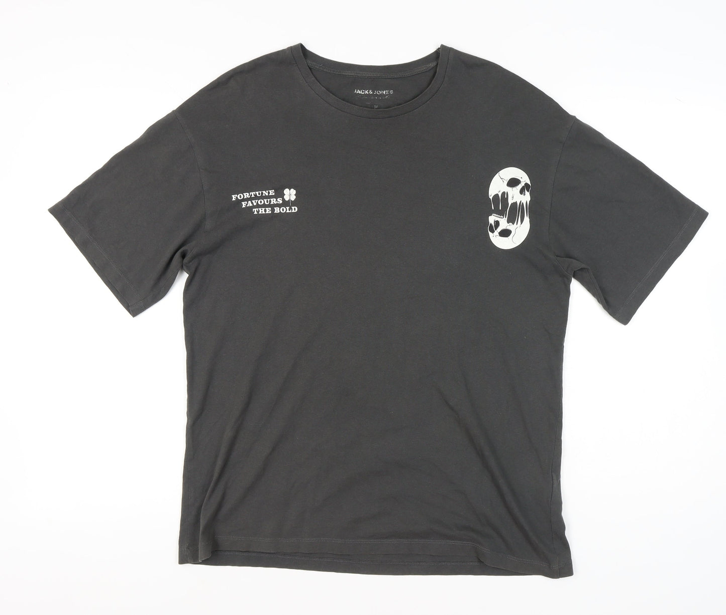 Jack & Jones Men’s Black Skull Graphic T-Shirt Size M Short Sleeve