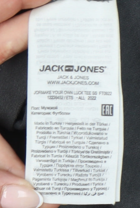 Jack & Jones Men’s Black Skull Graphic T-Shirt Size M Short Sleeve