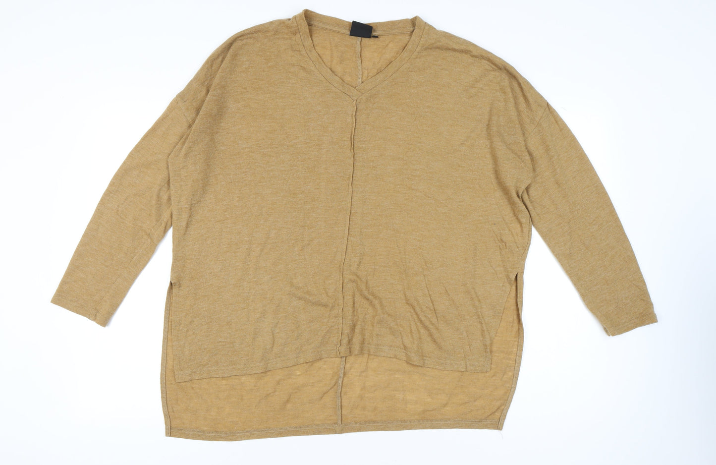 b.young Women’s Beige Pullover Jumper L V-Neck Long Sleeve Knit