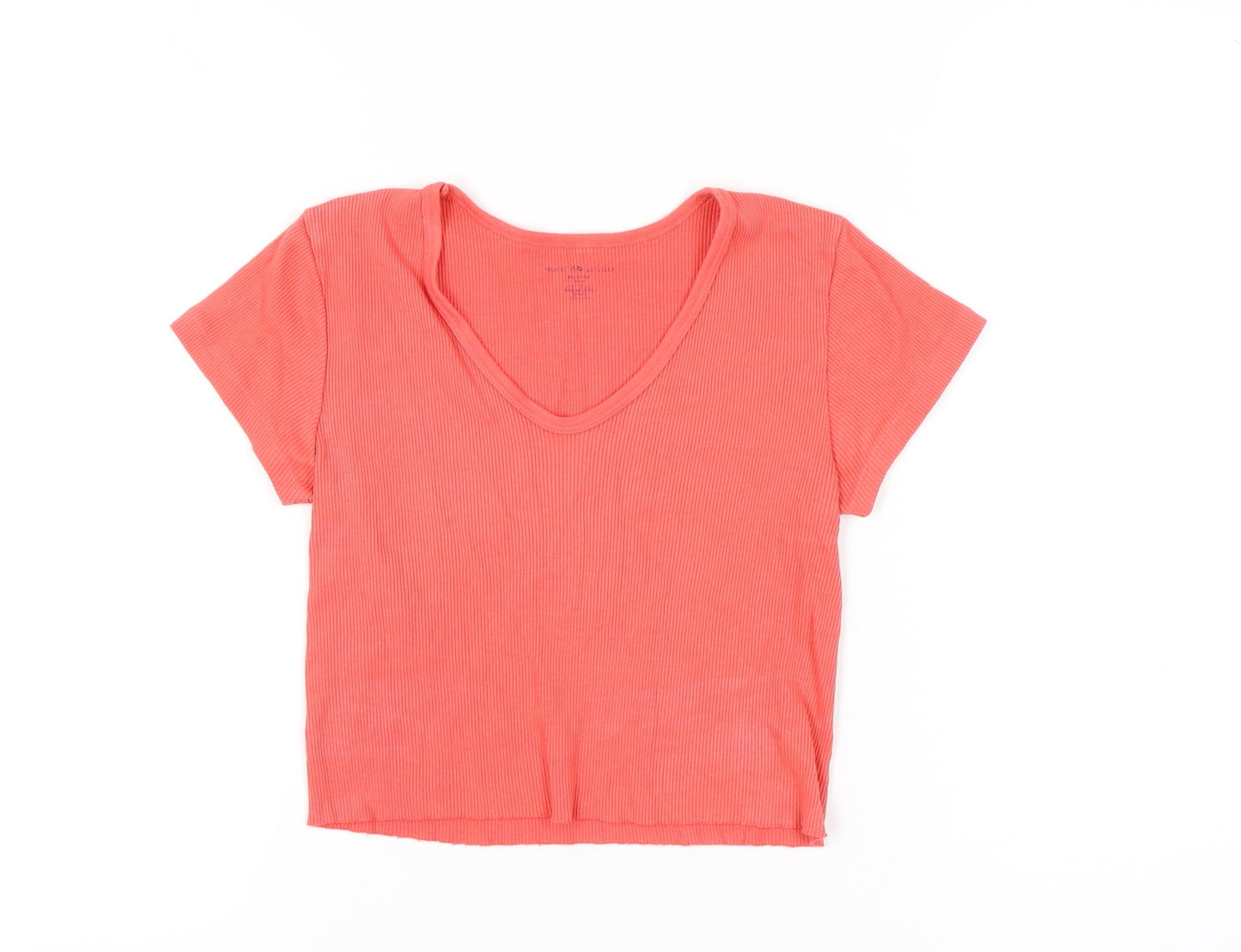 Brandy Melville Womens Pink Cropped V-Neck T-Shirt Size S