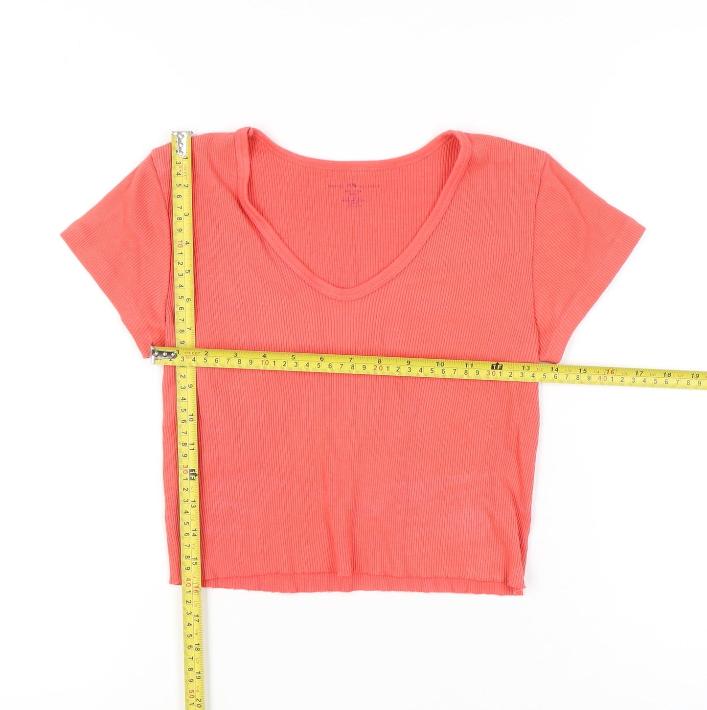 Brandy Melville Womens Pink Cropped V-Neck T-Shirt Size S