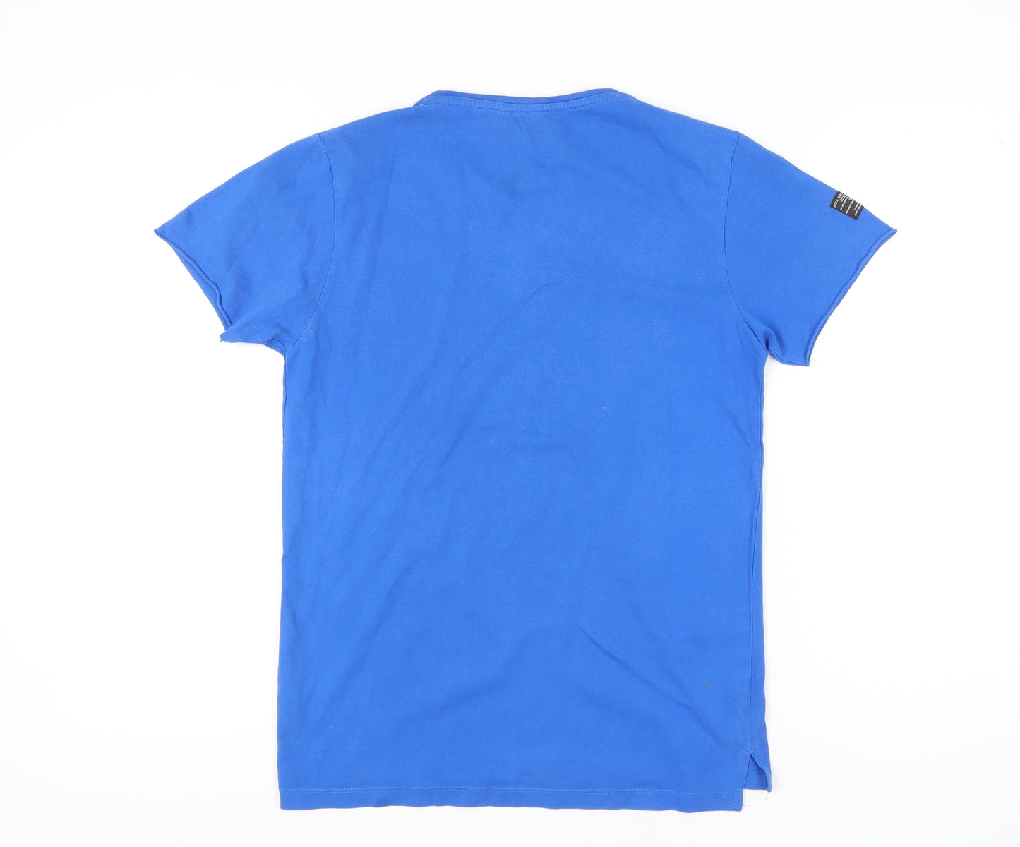 Jack & Jones Men's Blue Cotton Crew Neck Short Sleeve T-Shirt Size M