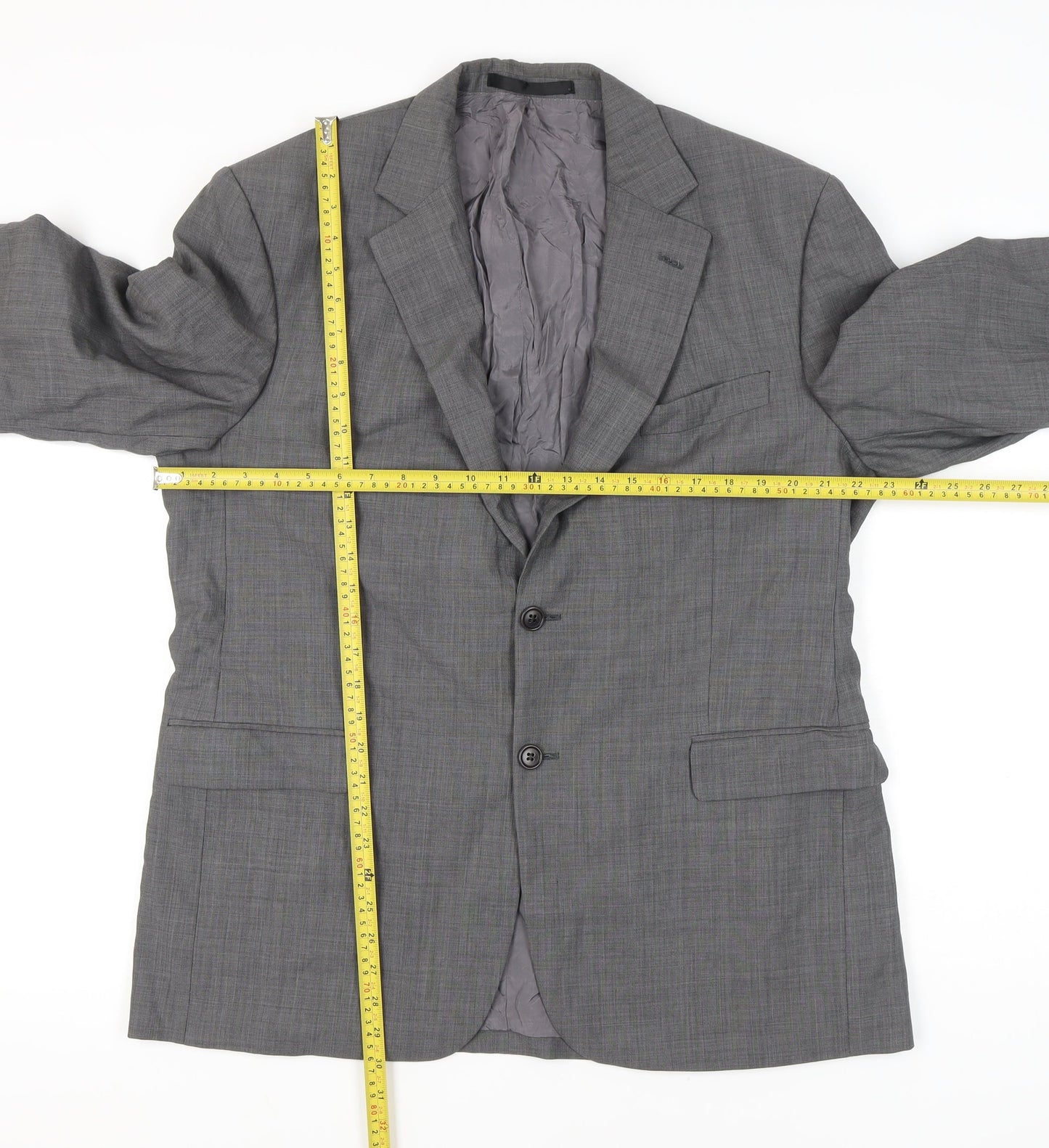 Marks and Spencer Mens Grey Wool Blazer Jacket 42R Medium Regular Fit