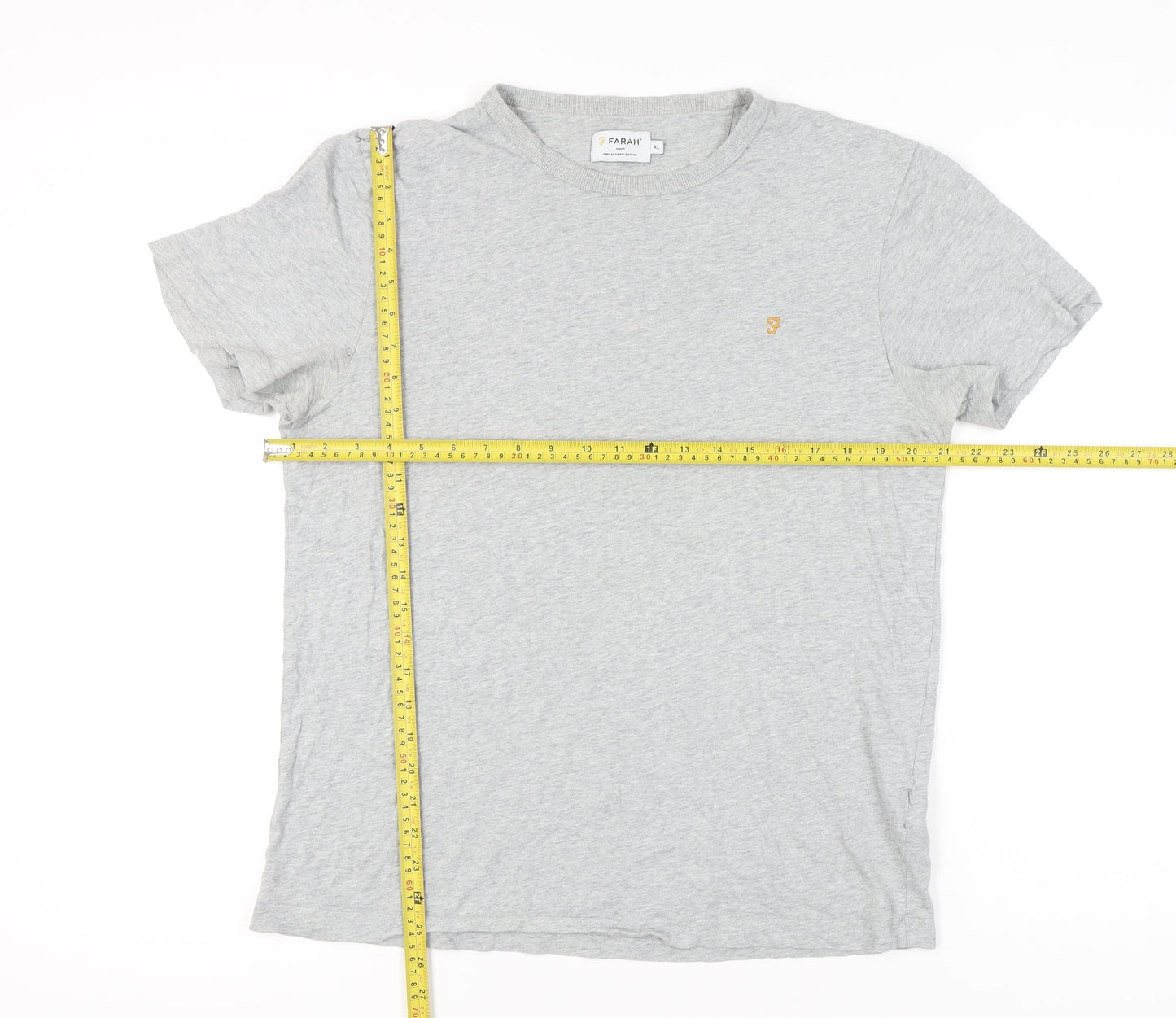Farah Men's Grey XL Cotton Crew Neck Short Sleeve T-Shirt