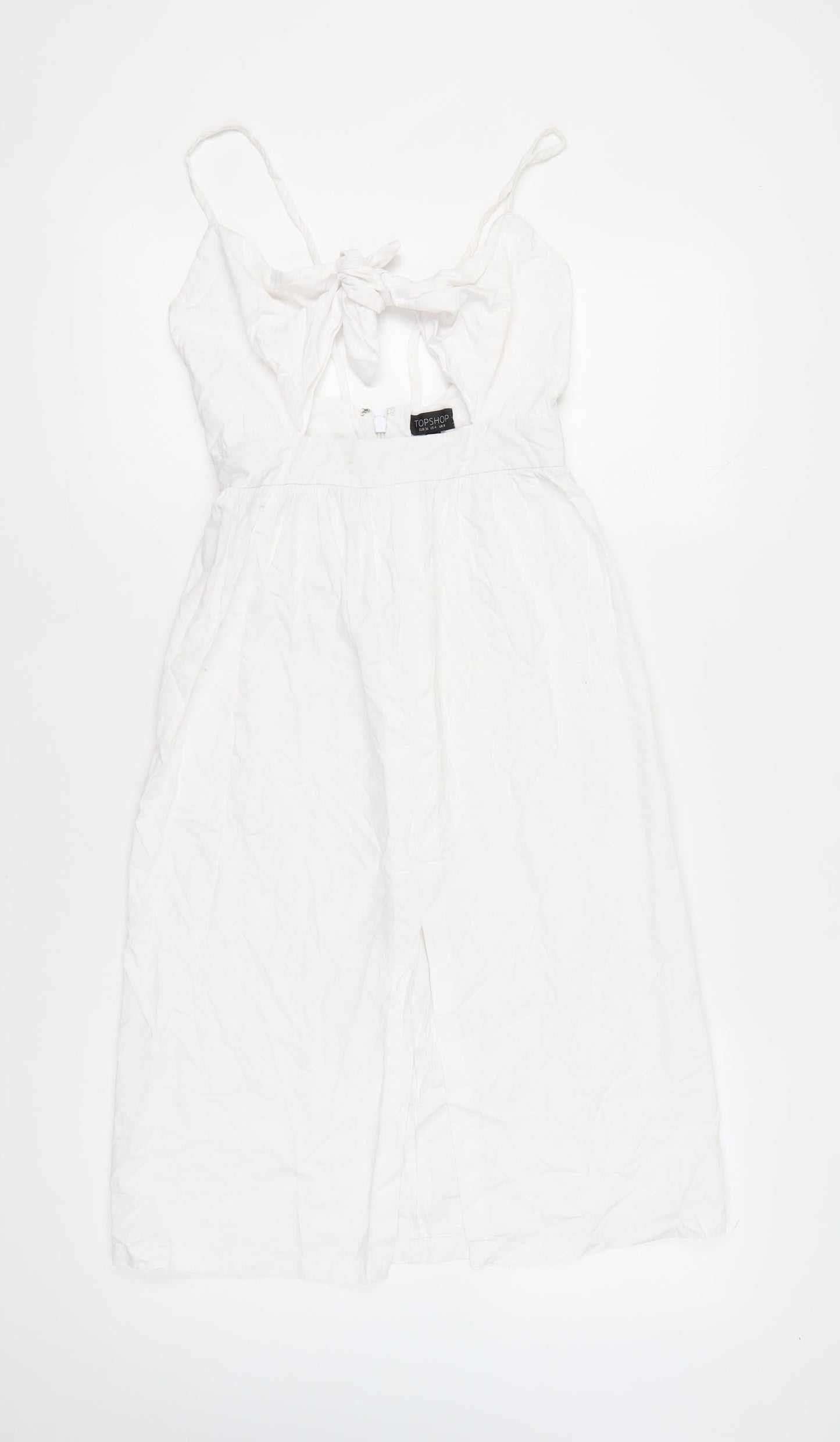 Topshop Women’s White Cotton Midi Slip Dress Size 8 Strappy Summer