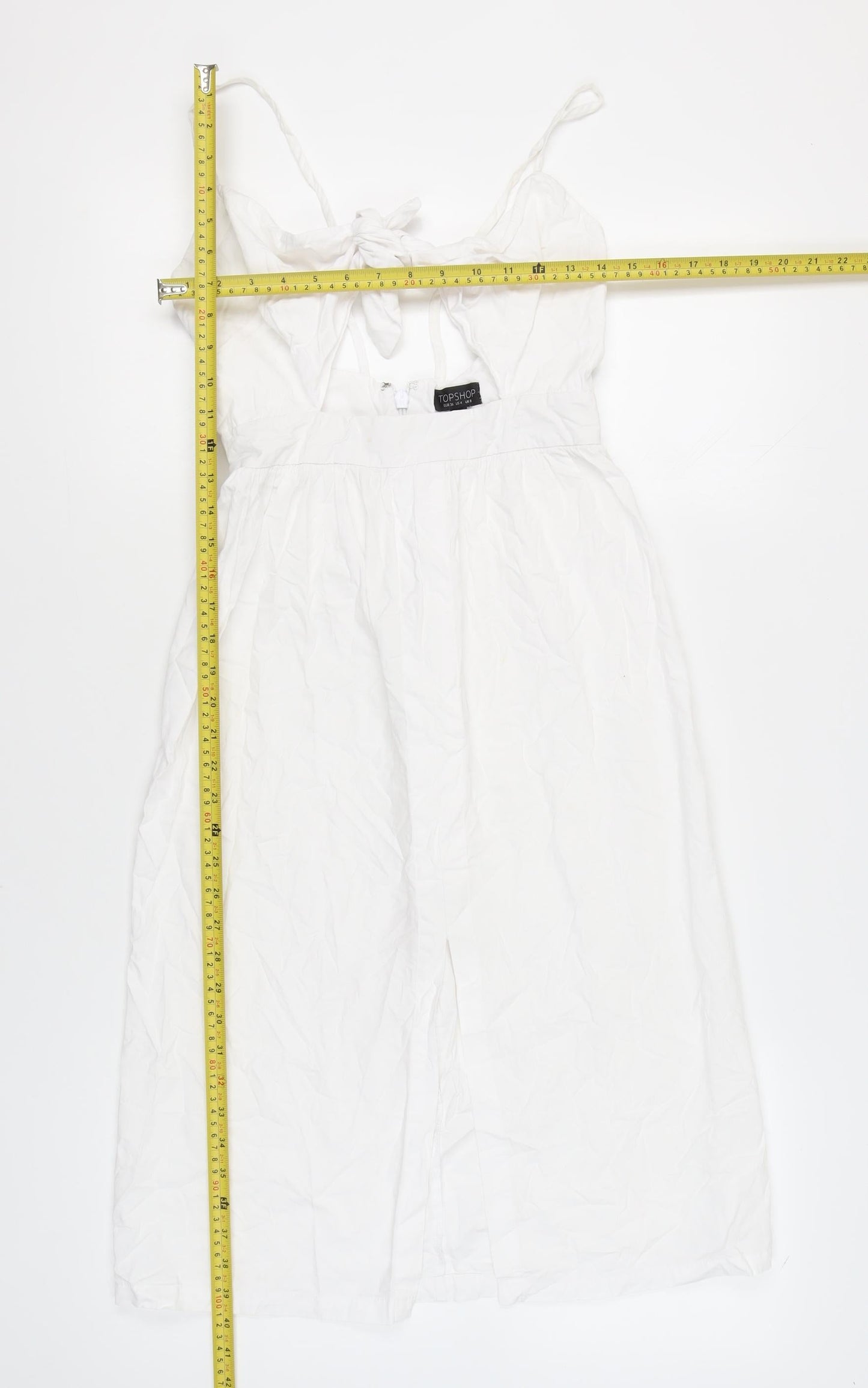 Topshop Women’s White Cotton Midi Slip Dress Size 8 Strappy Summer
