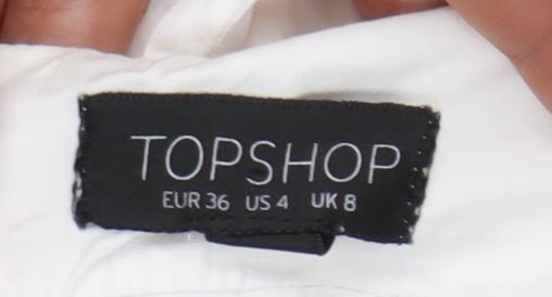 Topshop Women’s White Cotton Midi Slip Dress Size 8 Strappy Summer