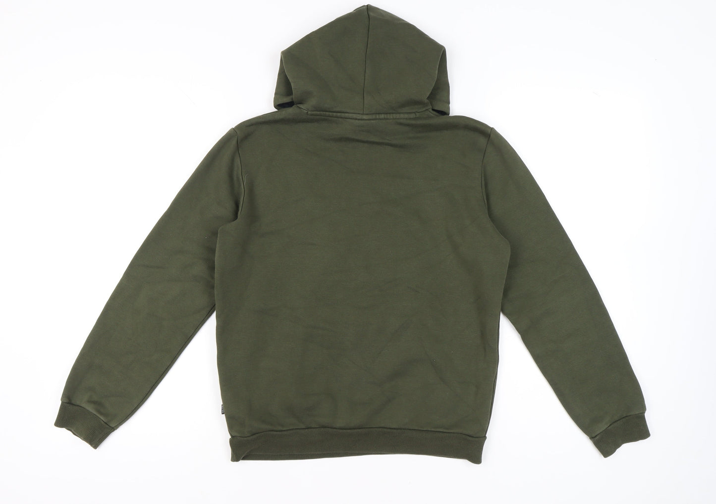Puma Unisex Kids Green Pullover Hoodie 14-15Y Logo Graphic Fleece