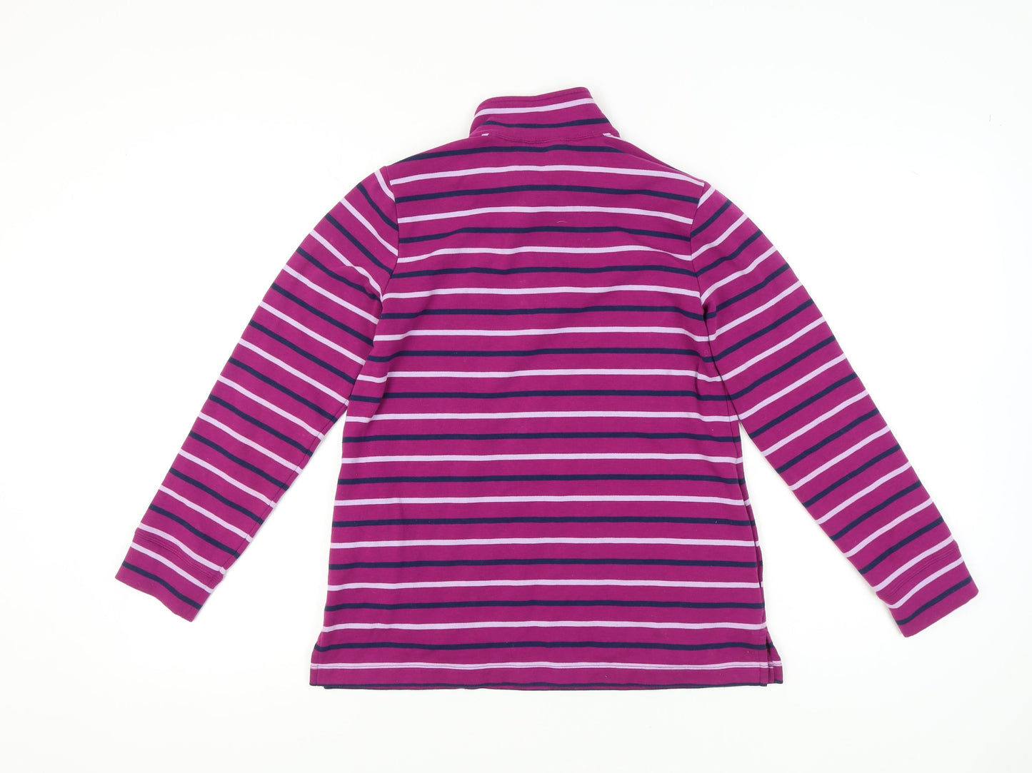 Lands' End Womens Pink XS Petite Striped 1/4 Zip Sweatshirt