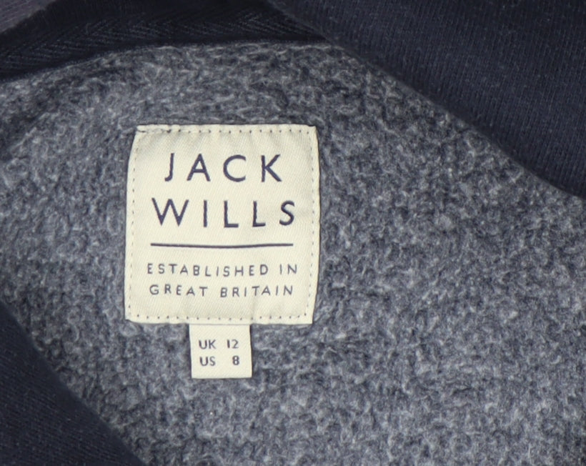 Jack Wills Womens Blue Hoodie Size 12 Pullover Logo Fleece