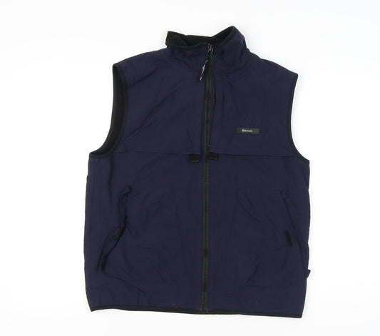 Bench Men's Blue Waistcoat Vest L Full Zip Pockets Casual
