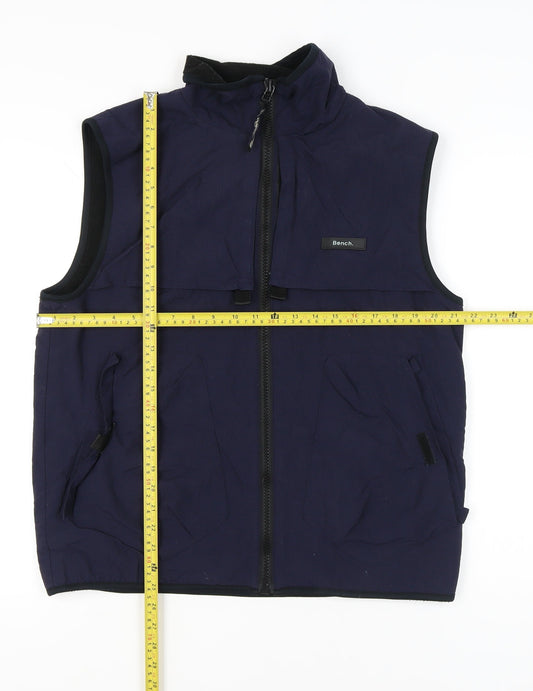 Bench Men's Blue Waistcoat Vest L Full Zip Pockets Casual